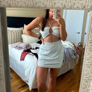 Beginning boutique satin white mini dress